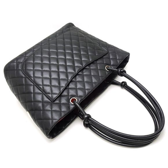 Chanel Cambon Line Tote Bag Large Matelasse Calf Black x White - Picture 3 of 6